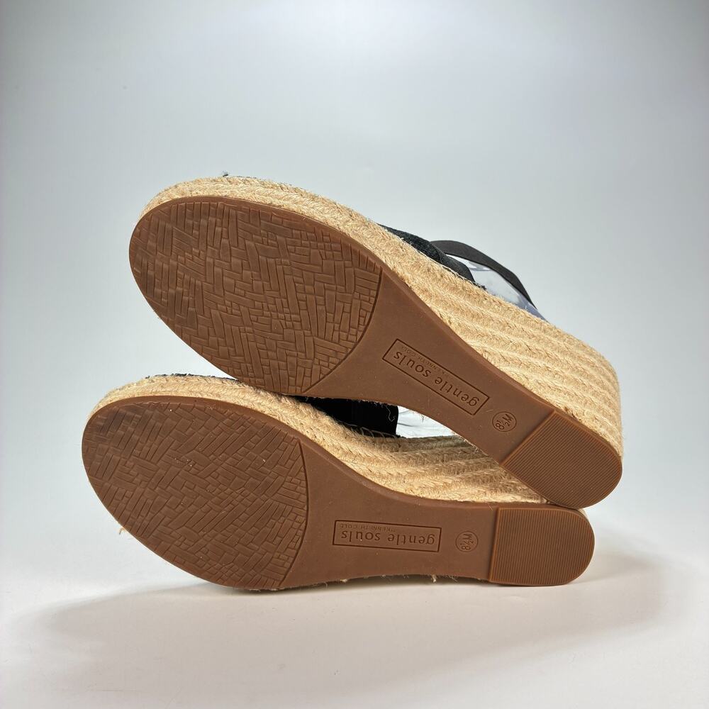 Gentle Souls by Kenneth Cole Colleen Black Beige Wedge Sandals Womens Size 8.5M - Picture 7 of 10
